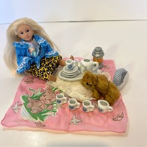 6" Battat American Girl Doll Antique Teddy Bear Miniature Tea Set Vintage Mini